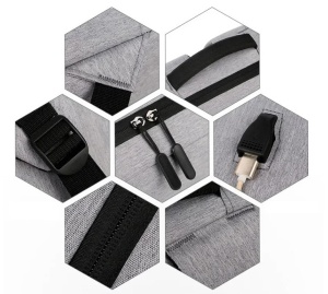NCC-15-KLB011 Gembird Ranac poslovni Sivi za laptop 15,6inc 41x28x12cm USB konektor, 420g
