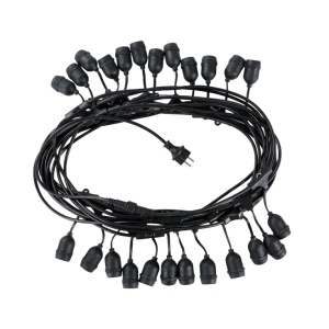 Niz 24 grla E27 sa kablom, 15 m, IP44, crna