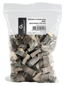 PLUG5SP/100 Gembird shielded modular 30u gold plated LAN konektor CAT5 FTP SFTP, RJ45(pak.100kom) - Img 2