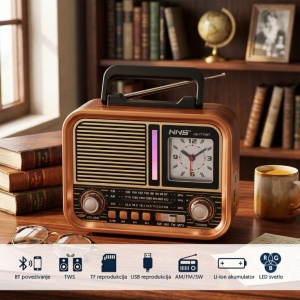 Prenosni retro RGB Bluetooth radio + sat 7778BT - Img 2