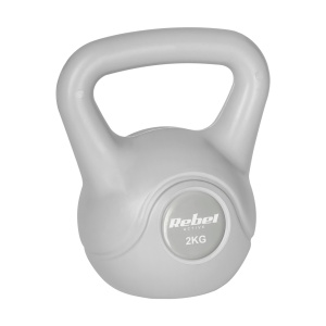 REBEL ACTIVE Girja (kettlebell) sa gumenom oblogom, 2 kg, siva boja, model RBA-2322G-02