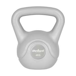 REBEL ACTIVE Girja (kettlebell) sa gumenom oblogom, 4 kg, siva boja, model RBA-2322G-04 - Img 2