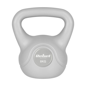 REBEL ACTIVE Girja rusko zvono kettlebell sa gumenom oblogom, 8 kg, siva boja, model RBA-2322G-08 - Img 6