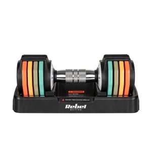 REBEL ACTIVE Podesivi set liveno-gvozdenih bučica sa automatskim sistemom par 2x5 kg korak 1 kg RBA-2334 - Img 7