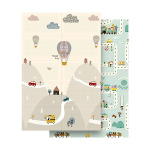 REBEL Edukativna podloga za igru za bebe, 180 x 120 cm, motiv: automobili i vozovi, model RBY-2202-2