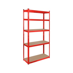 REBEL Metalna montazna polica 180x90x40 cm 5x150kg crvena boja RB-1251R