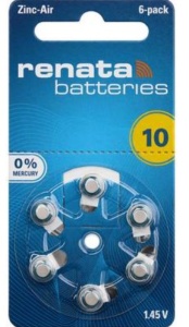 Renata baterija ZA10 1,45V Zink-Air baterija za SLUSNI APARAT,PAK6 (cena po kom.)
