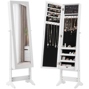 Samostojeći ormar saogledalom za nakit 144cm Beli - Img 3