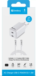 Sandberg 441-75 AC Charger USB-C PD65W EU 1.5M - Img 4