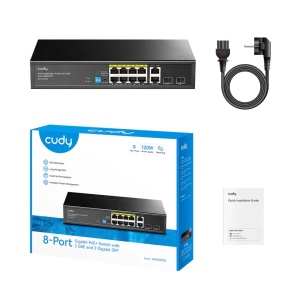 Svič 10/100/1000 10-port Cudy GS1010PS2/8 PoE+/2x Uplink/2x SFP/120W - Img 2