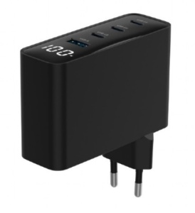 TA-UC-PDQC100LCD-01-BK Gembird 4-port 100W GaN USB fast charger, LCD, black