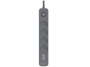 TRACER Produzni kabl 5m 4 uticnice sa 3 USB porta sa prenaponskom zastitom i prekidacem grafit TRALIS47685
