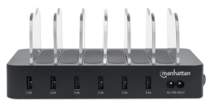 USB punjač 6-port Manhattan 102254 5V/2.4V/50W/držač za telefon Crni - Img 4
