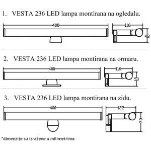 VESTA 236 ZIDNA LAMPA 6W 4000K HROM - Img 2