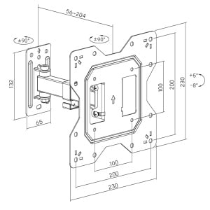 Xstand 23-43 TILT/ARM/SHORT Nosač za TV/NAGIB -8°do+5°/ROT 90°/VESA 200X200/30kg/5.6- 20.4cm od zida - Img 2