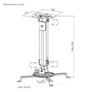 Xstand NTPRB-18S Plafonski nosac za projektor 380-580mmm,13,5kg - Img 2