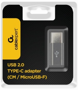 A-USB2-CMmF-01 Gembird microUSB 2.0 na Type-C adapter (CM/MicroUSB-F), black A - Img 3