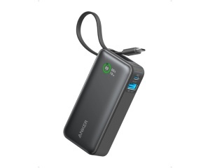 ANKER Nano 10000mAh, 30W, sa ugrađenim USB-C kablom, Power Bank crni
