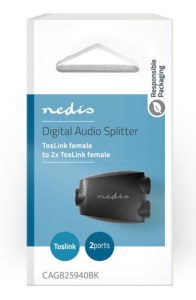 CAGB25940BK Splitter, TosLink zenski na 2x TosLink zenski adapter, Black - Img 1