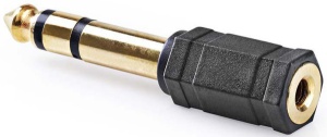 CAGP23930BKG, Stereo audio adapter, 6,35 mm muški, 3,5 mm ženski, pozlaceni, ravni, ABS, crni 1kom