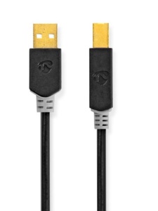 CCBW60100AT20 USB kabl 2.0 USB-A muški na USB-B muški, za stampac 480 Mbps, Pozlaceni, 2m, Okrugli - Img 2