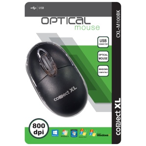 Connect XL Miš optički, 800dpi, USB, crna boja - CXL-M100BK - Img 1