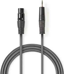 COTH15300GY15, Balansirani audio kabl, XLR 3-pinski muški, 3,5 mm muški, Niklovani, 1,50 m, PVC