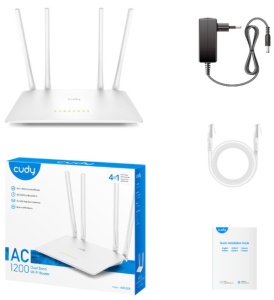 Cudy WR1200 AC1200 Dual Band 2.4+5Ghz Wi-Fi Ruter 1W/4LAN 10/100Mbps, 4x5dBi GUEST/WPS/DDNS - Img 1