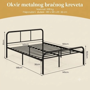 Domaro Metalni krevet 140x190cm sa uzglavljem - Img 3