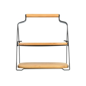ESTIA ES01-20811 POSLUŽAVNIK ZA SERVIRANJE NA 2 NIVOA BAMBUS METAL 20X26X28CM - Img 2