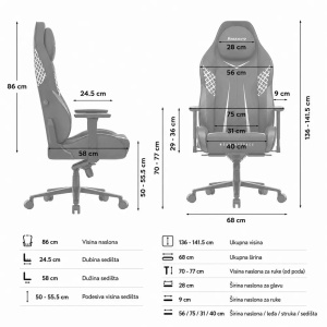 Huzaro Force 8.3 Carbon Crna Gaming stolica - Img 3