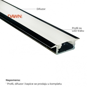 LED PROFIL LL-ALP001-R KOMPLET CRNI - Img 2