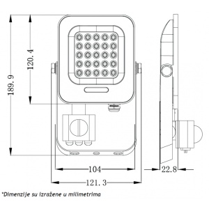 LED REFLEKTOR IK03 20 W 6500K SENZOR