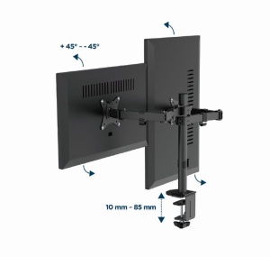 MA-D2-03 Gembird Podesivi dupli stoni drzac za monitor, tilt, 17-32 max.2x9kg - Img 1