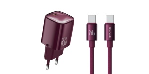 MCDODO CH-8264 SET ZIDNI PUNJAČ USB-C + KABL TIP-C 65W 1,2m BORDO