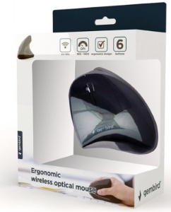 MUSW-ERGO-01 Gembird Bezicni Ergonomski 6-tastera opticki mis, crna 95mm - Img 3