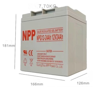 NPP NPG12V-24Ah, GEL BATTERY, C20=24AH, T14, 166x126x174x181, 7,6KG, Light grey - Img 3