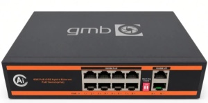 POE-GS1010P GMB Switch,IEEE802.3af/at, 8 PoE 100/1000M, 2 UP-Link 100/1000M, 52V 120W, Support watch