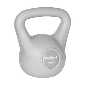 REBEL ACTIVE Girja (kettlebell) sa gumenom oblogom, 10 kg, siva boja, model RBA-2322G-10