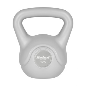 REBEL ACTIVE Girja (kettlebell) sa gumenom oblogom, 2 kg, siva boja, model RBA-2322G-02 - Img 6