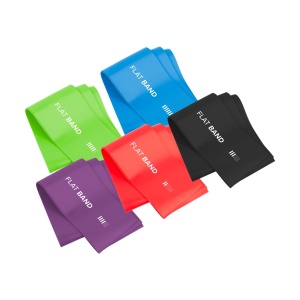 REBEL ACTIVE Set TPE traka za vežbanje Flat Band Ls-1, otpor 1,5-11,5 kg, 5 traka u setu, model RBA-3004