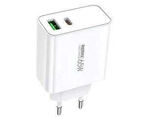 REMAX Strujni Fast punjač Kiddy 1xUSB3.0+1 xTIP C 65W RP-U125, beli