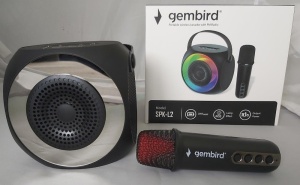 SPK-L2 ** Gembird Bluetooth karaoke zvucnik RGB,10W,1800mAh, USB, microSD, AUX +mikrofon 500mAh(1360 - Img 2