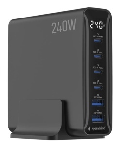 TA-UC-2A4C-PD240-01-BK Gembird 6-port 240 W GaN USB fast charger, black - Img 2