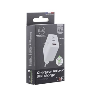 TNB CHGAN65W Zidni punjač 65W, USB-C X 2 + USB-A QC 3.0 - Img 2