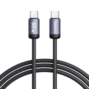 TRANYOO kabl T-P21 crni ojačan metalni Type C na Type C 60W 1m