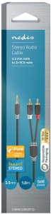 CABW22200AT10 Stereo audio kabl, 3,5 mm muški, 2x RCA muški, Pozlaceni, 1,00 m, Antracit