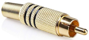 CAGP24900BK, RCA konektor, Ravni, Muški, Pozlaceni, Lemljeni, Preènik ulaza: 7,0 mm,Metal 1kom
