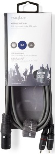 COTH15200GY15, Balansirani audio kabl, XLR 3-pinski muški, 2x RCA muški, Niklovani, 1,50 m, PVC - Img 2