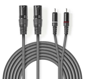 COTH15210GY30 Balansirani audio kabl 2x XLR 3-Pin muski na 2x RCA muski, 3m, PVC, Dark Grey - Img 3